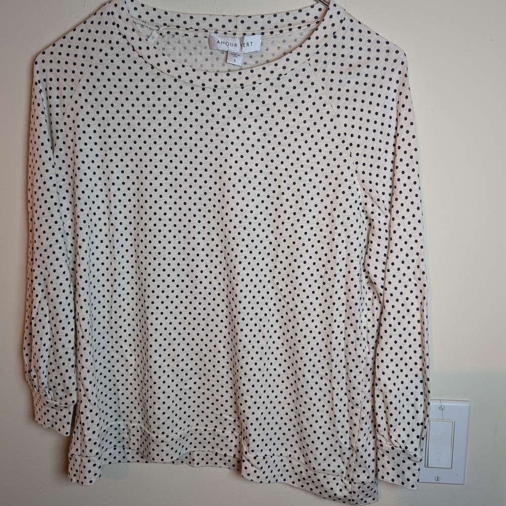 Amour Vert Cream Issa Raglan 3/4 Sleeve Relaxed Blouse